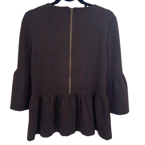 Tyler Boe Jacquard Knit Animal Print Brown Black Blouse Small - Picture 5 of 5